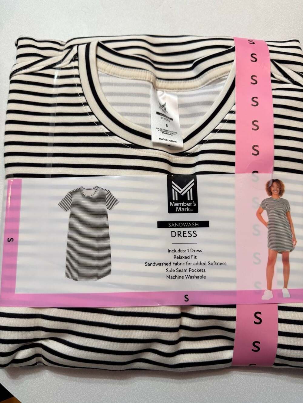 Member's Mark Sandwash Striped Relaxed Fit Dress Size S